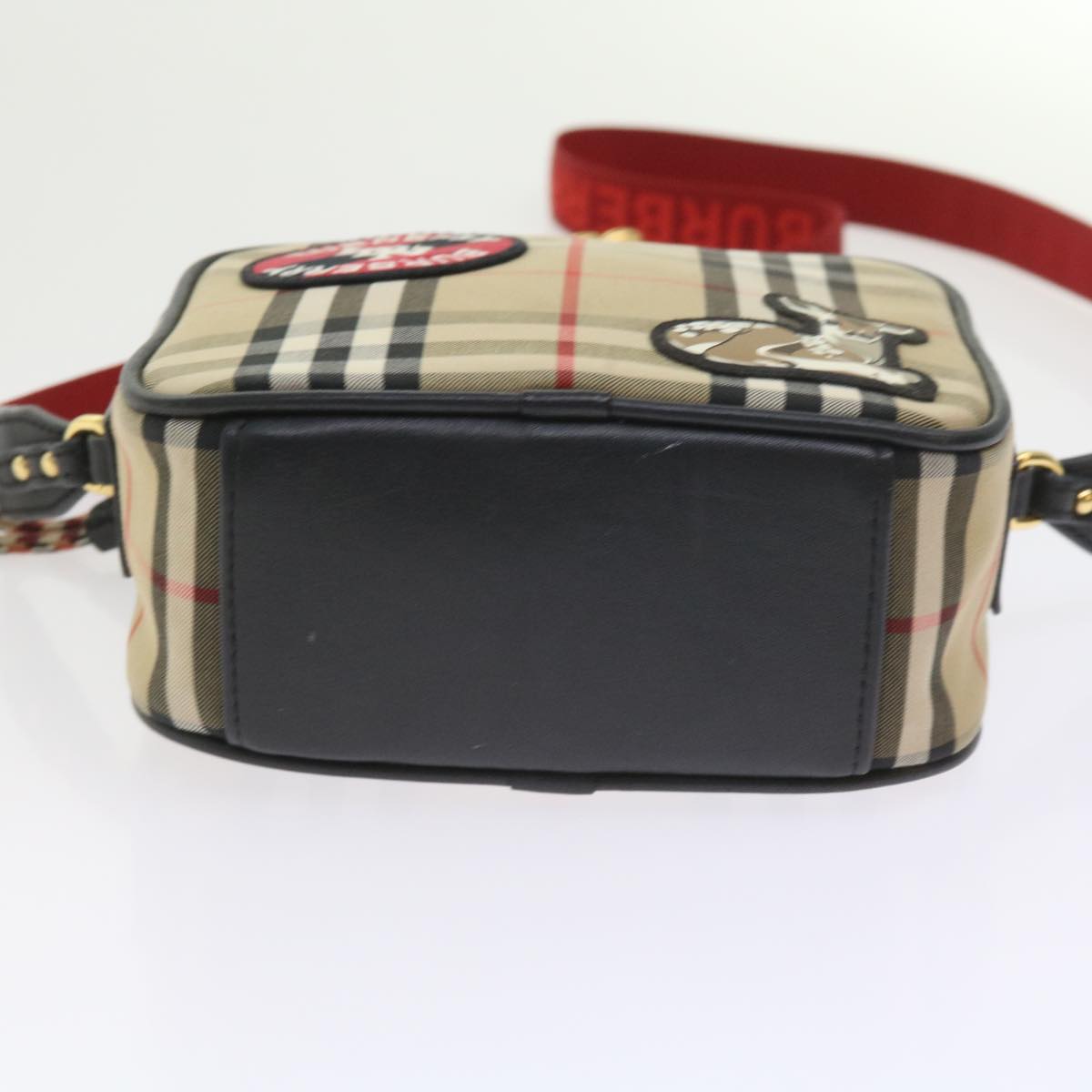 Burberry Nova Check Shoulder Bag Nylon Canvas Beige Auth 58996A