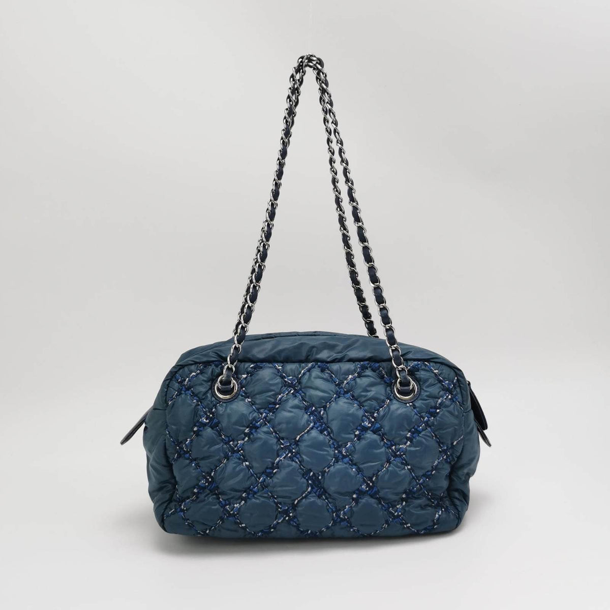 Chanel Paris-Byzance Tweed On Stitch Navy Nylon Bag