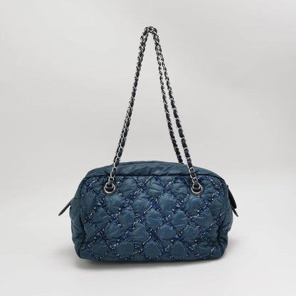 Chanel Paris-Byzance Tweed On Stitch Navy Nylon Bag