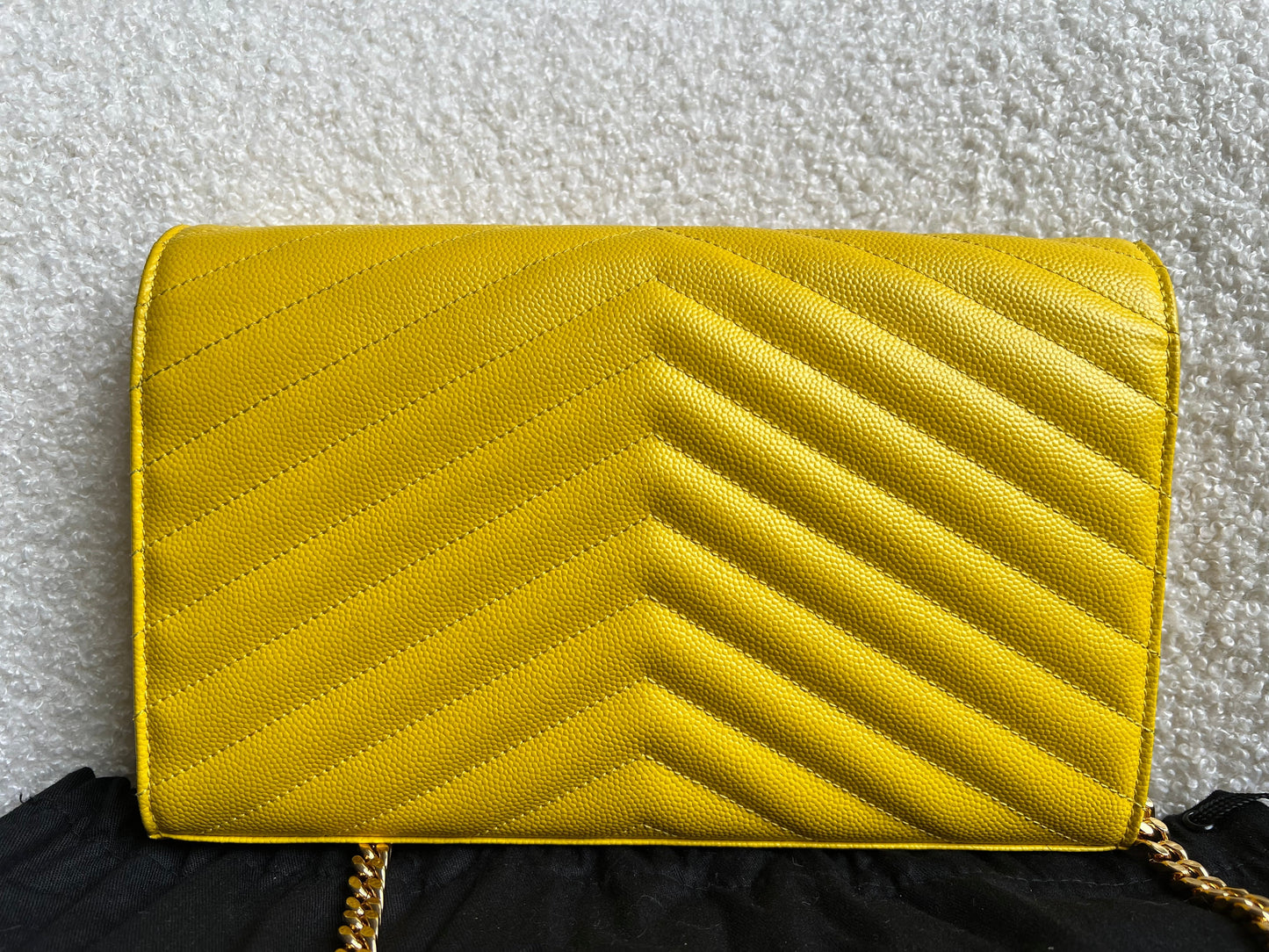 Yves Saint Laurent (YSL) Yellow Envelope Chain Wallet