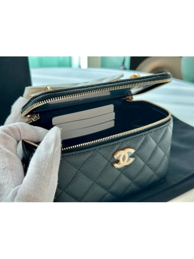 Heart Ball Rectangular Vanity Caviar Cross Bag Black Chanel