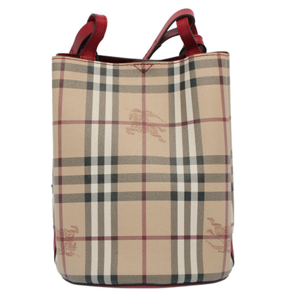 BURBERRY Nova Check Shoulder Bag Nylon Canvas Beige Auth 59021a