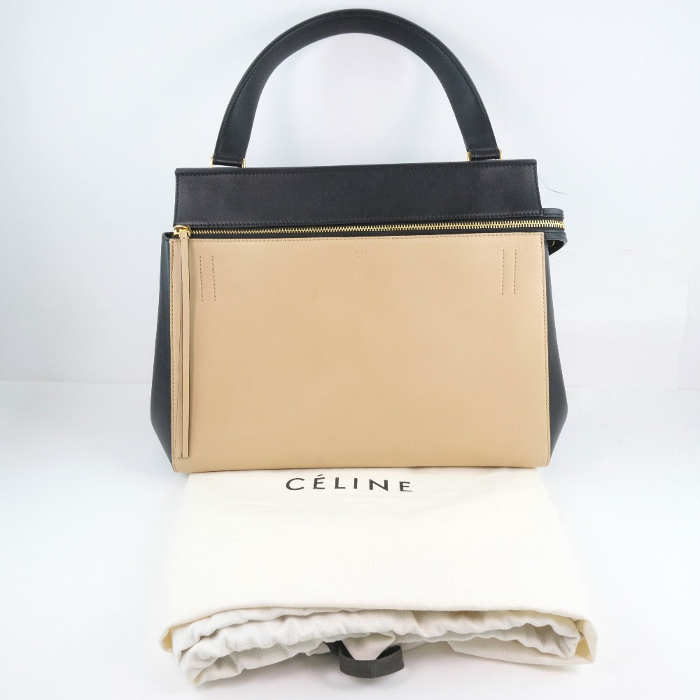 CELINE Handbag 172613 Calfskin beige medium Edge Women Used