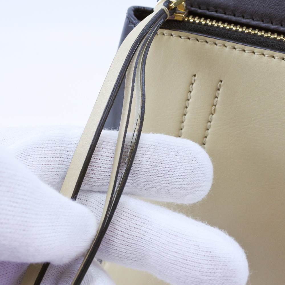 CELINE Handbag 172613 Calfskin beige medium Edge Women Used