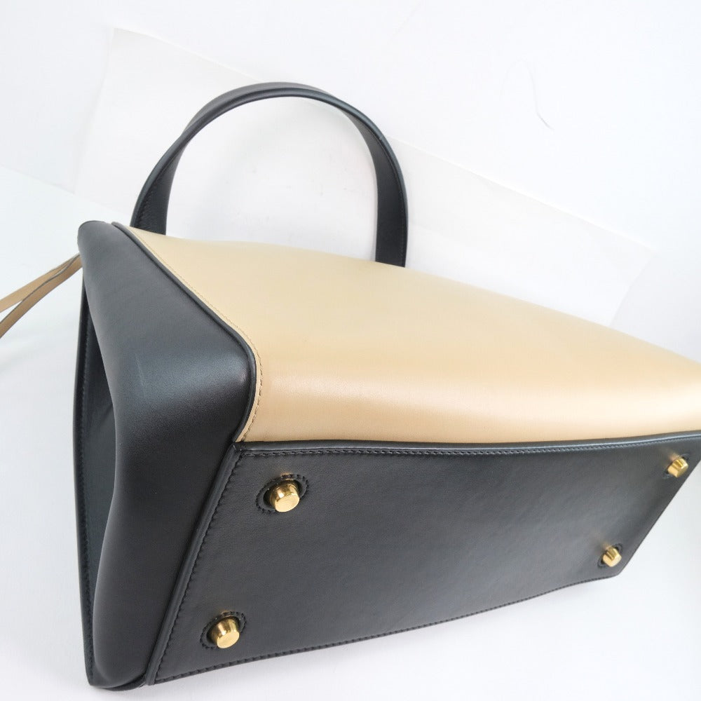 CELINE Handbag 172613 Calfskin beige medium Edge Women Used