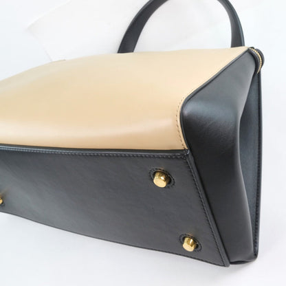 CELINE Handbag 172613 Calfskin beige medium Edge Women Used