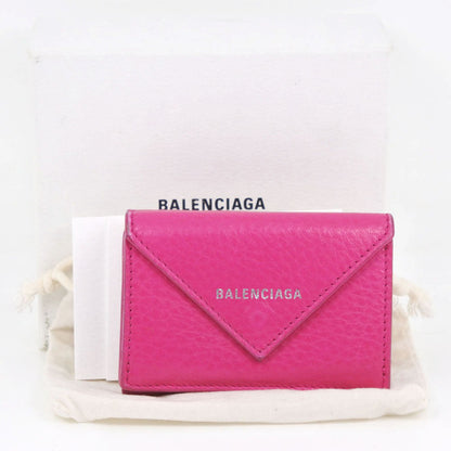 BALENCIAGA Tri-fold wallet 391446 leather pink Paper mini Women