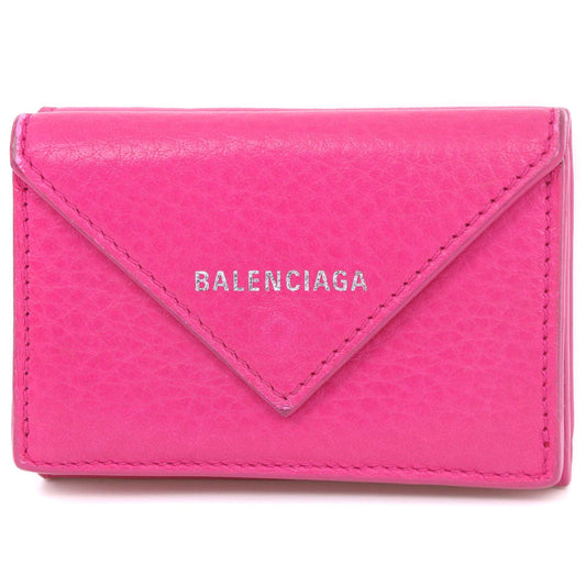 BALENCIAGA Tri-fold wallet 391446 leather pink Paper mini Women