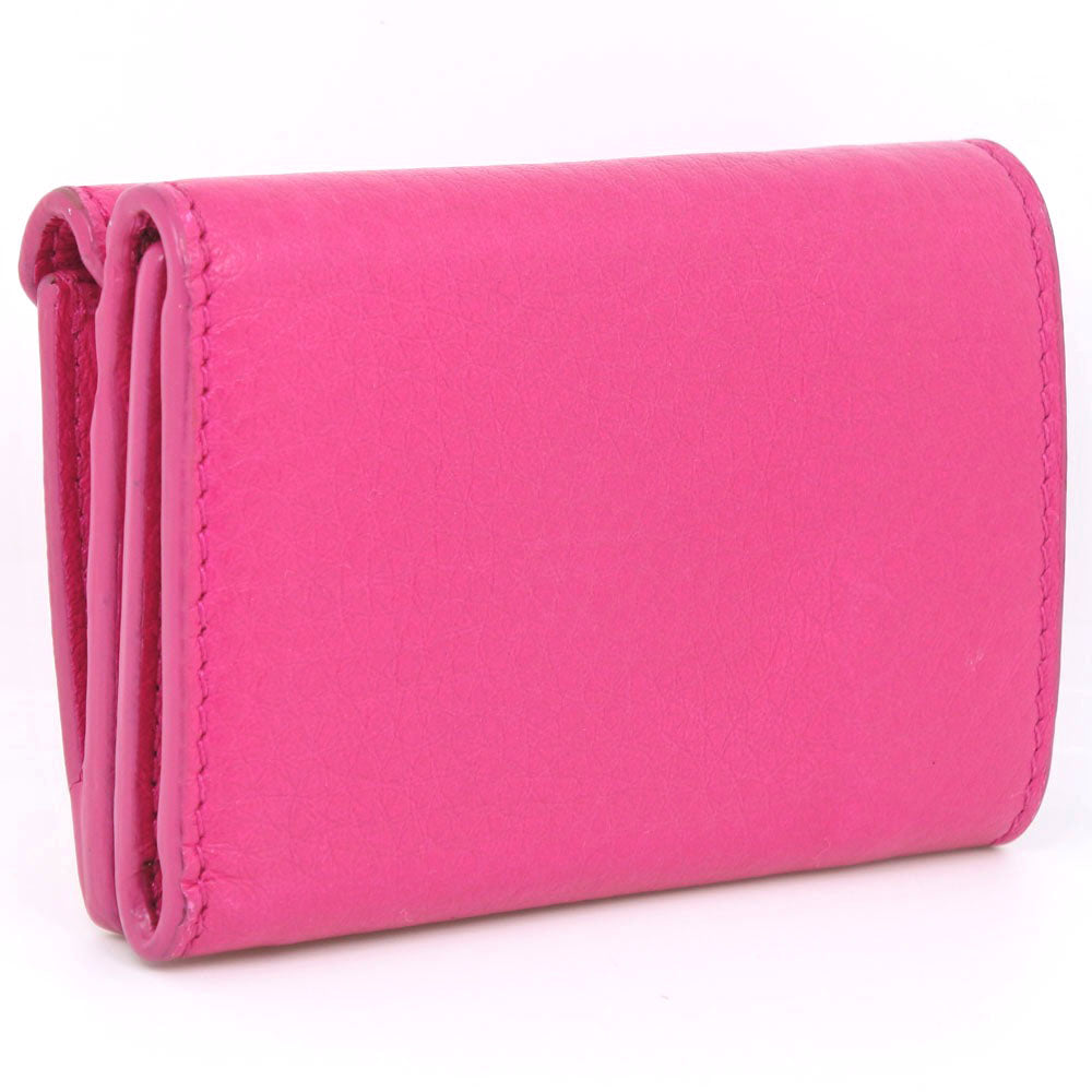 BALENCIAGA Tri-fold wallet 391446 leather pink Paper mini Women