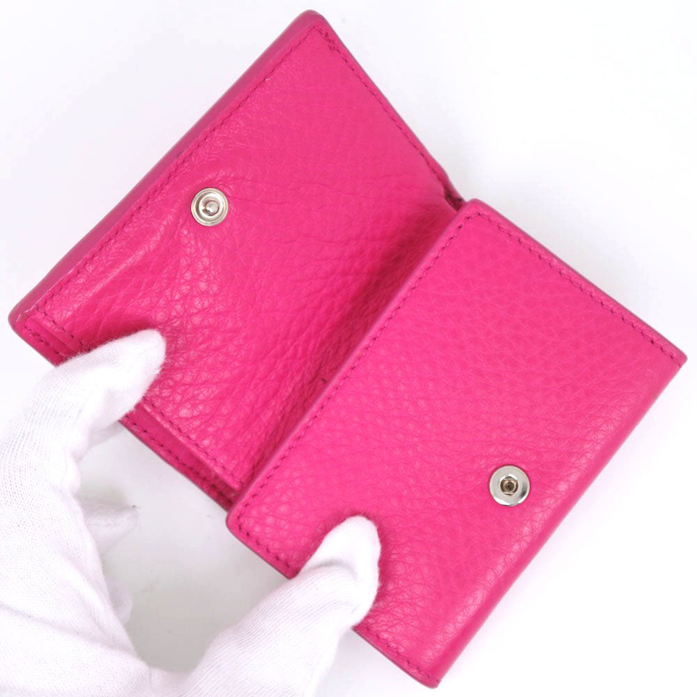 BALENCIAGA Tri-fold wallet 391446 leather pink Paper mini Women