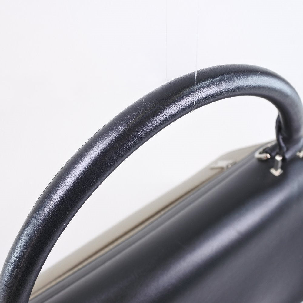 CELINE Handbag Calfskin, suede black 2WAY bag Trapeze Women Used