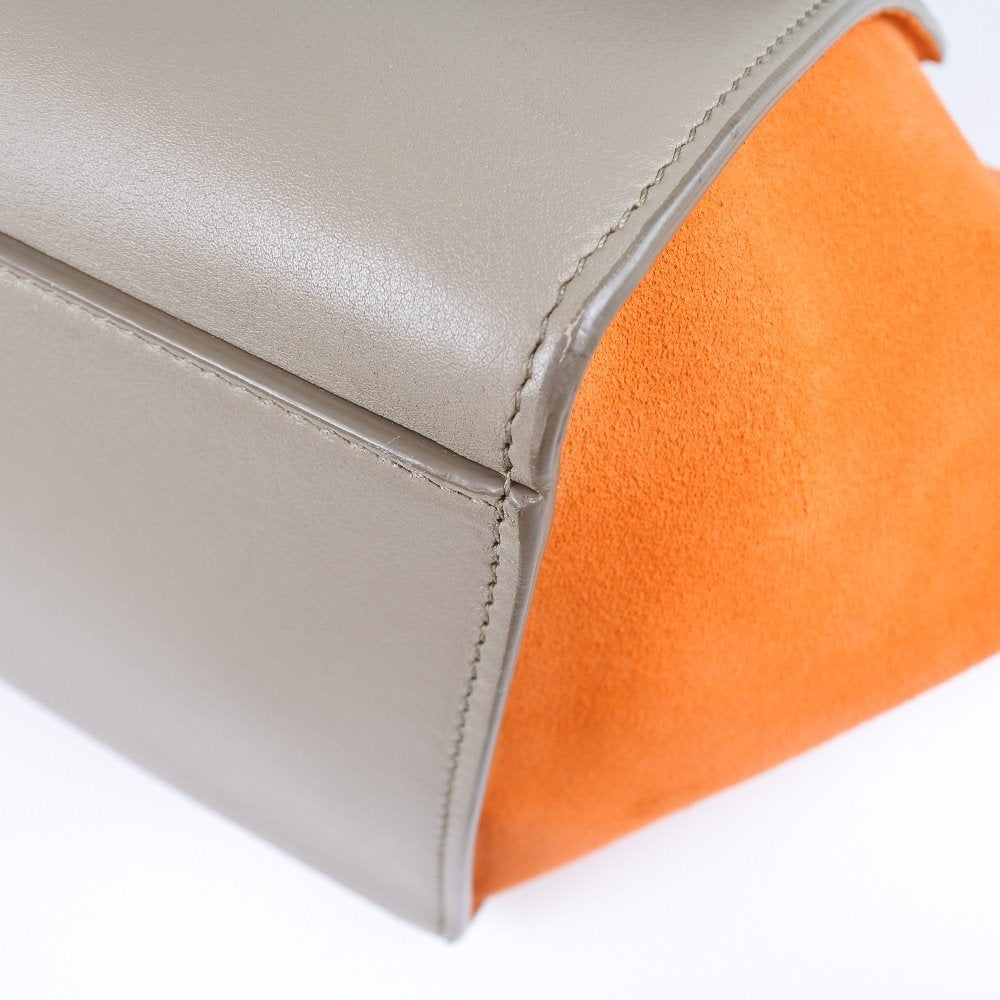 CELINE Handbag Calfskin, suede black 2WAY bag Trapeze Women Used