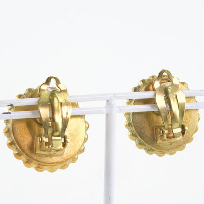 CHANEL Earring Plated Gold black vintage COCO Mark Women Used