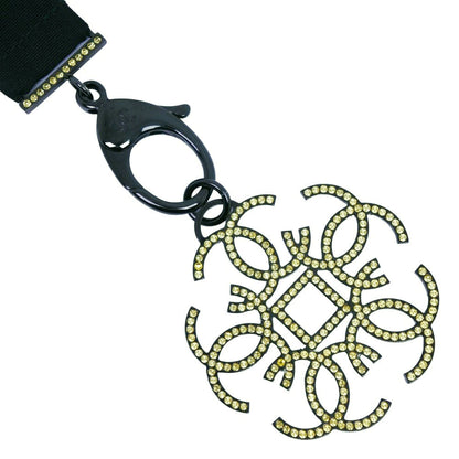 CHANEL Necklace Rhinestone black strap Women Used