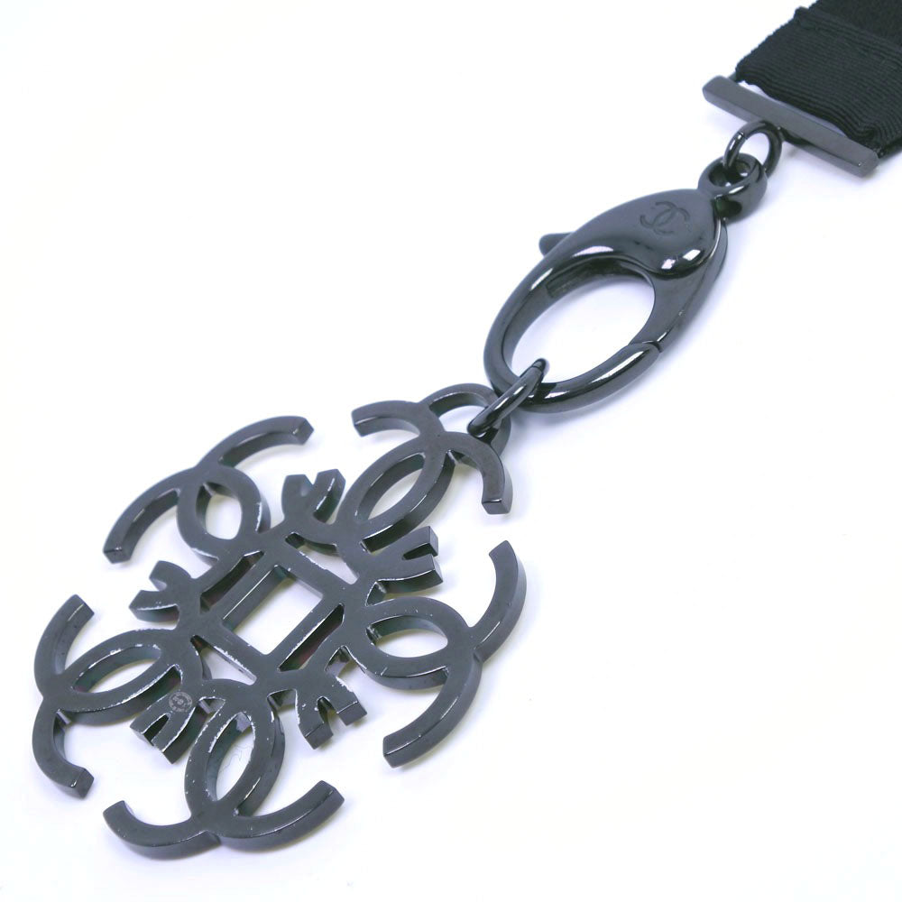 CHANEL Necklace Rhinestone black strap Women Used