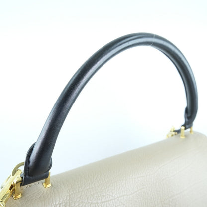 CELINE Handbag Calfskin, suede Black / blue / beige 2WAYShoulder Trapeze Women Used