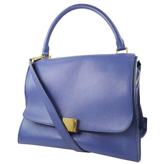CELINE Handbag Calfskin Blue 2WAYShoulder Trapeze Women Used
