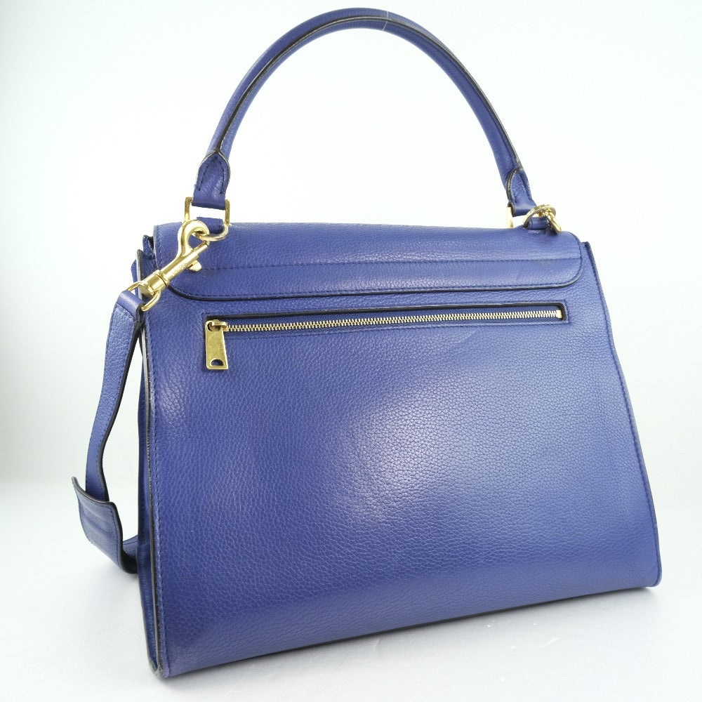 CELINE Handbag Calfskin Blue 2WAYShoulder Trapeze Women Used