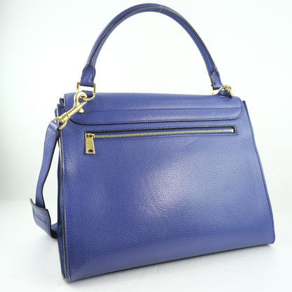 CELINE Handbag Calfskin Blue 2WAYShoulder Trapeze Women Used