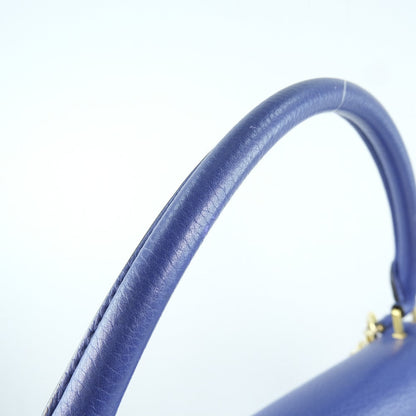 CELINE Handbag Calfskin Blue 2WAYShoulder Trapeze Women Used