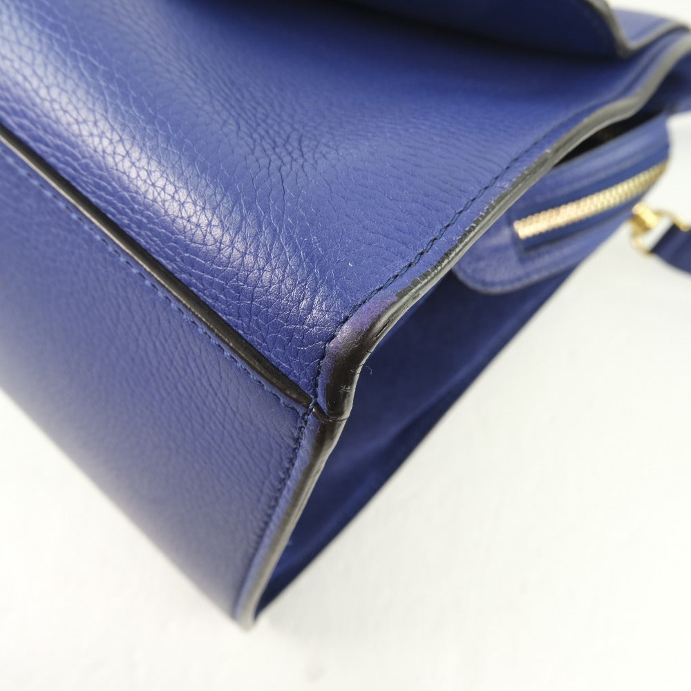 CELINE Handbag Calfskin Blue 2WAYShoulder Trapeze Women Used