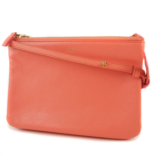 CELINE Shoulder Bag 165113ETA lambskin Coral pink Trios Mall Women Used