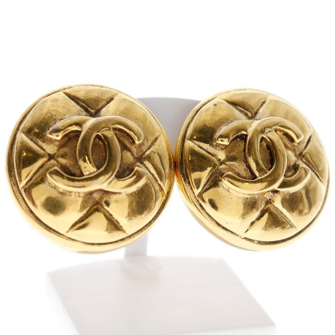 CHANEL Earring Plated Gold gold vintage Matrasse COCO Mark Women Used