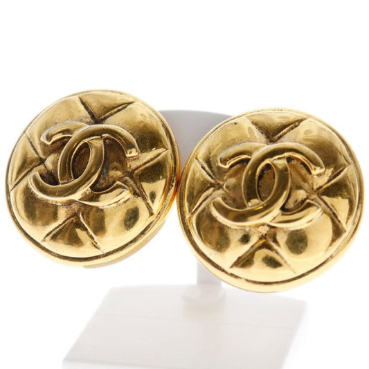 CHANEL Earring Plated Gold gold vintage Matrasse COCO Mark Women Used