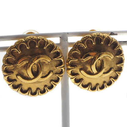 CHANEL Earring Plated Gold gold vintage COCO Mark Women Used