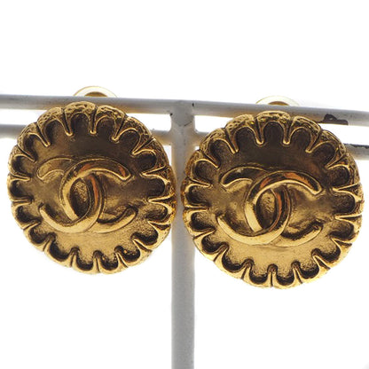 CHANEL Earring Plated Gold gold vintage COCO Mark Women Used