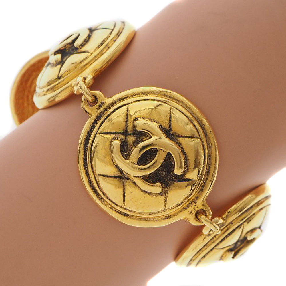 CHANEL bracelet Plated Gold gold vintage Matrasse COCO Mark Women Used