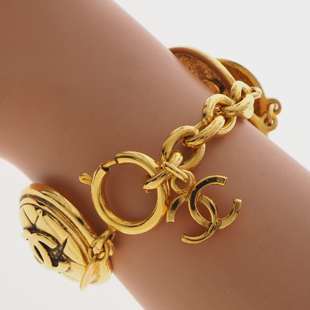 CHANEL bracelet Plated Gold gold vintage Matrasse COCO Mark Women Used