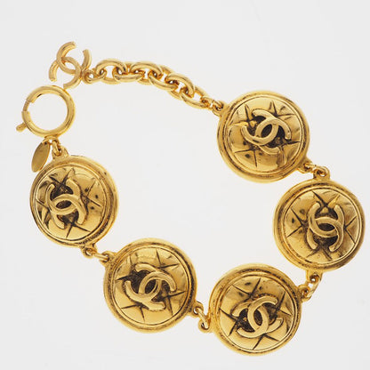 CHANEL bracelet Plated Gold gold vintage Matrasse COCO Mark Women Used