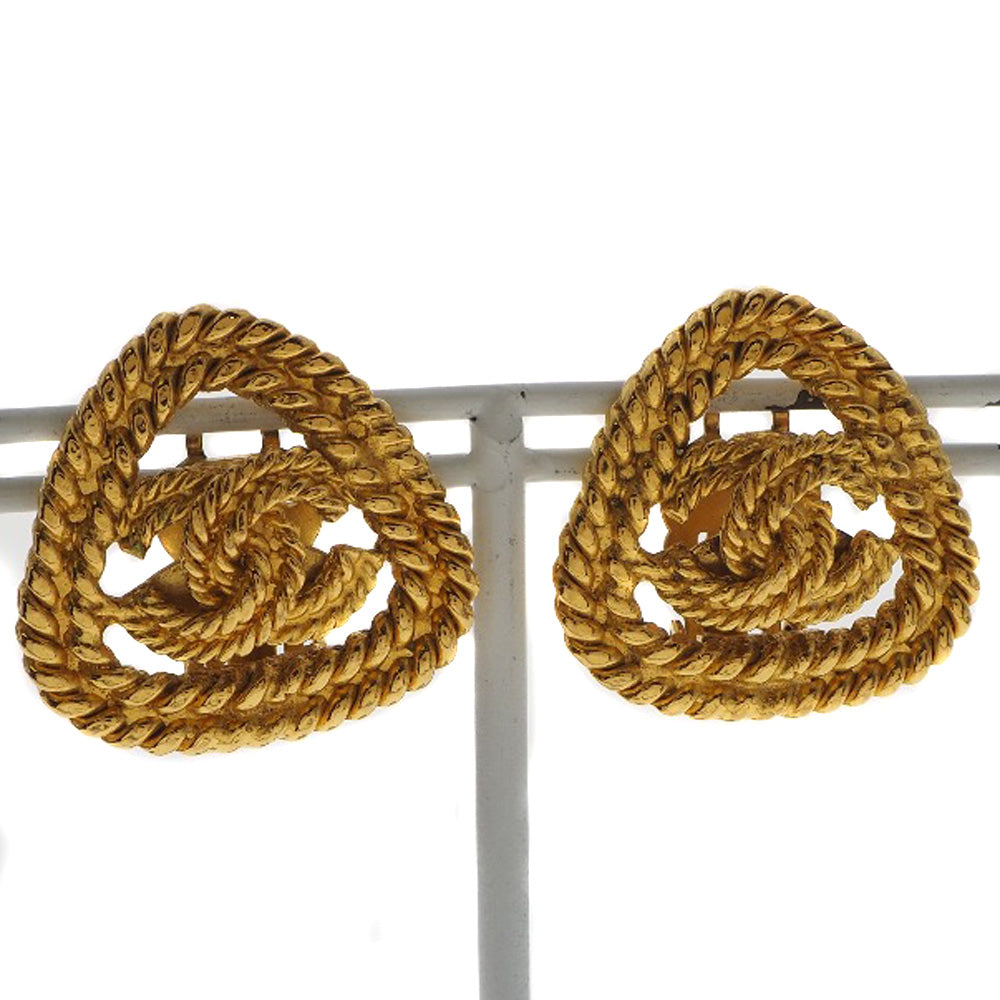 CHANEL Earring Plated Gold gold vintage Triangle COCO Mark Women Used