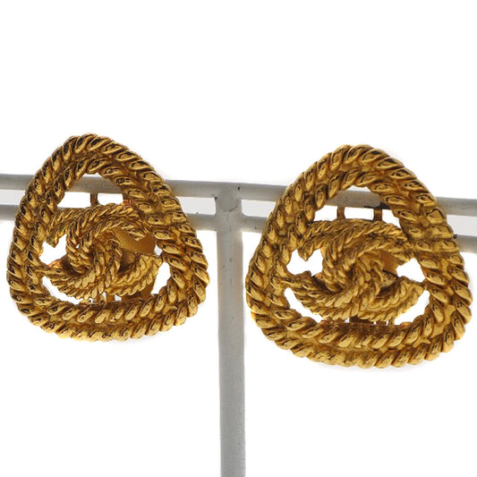 CHANEL Earring Plated Gold gold vintage Triangle COCO Mark Women Used