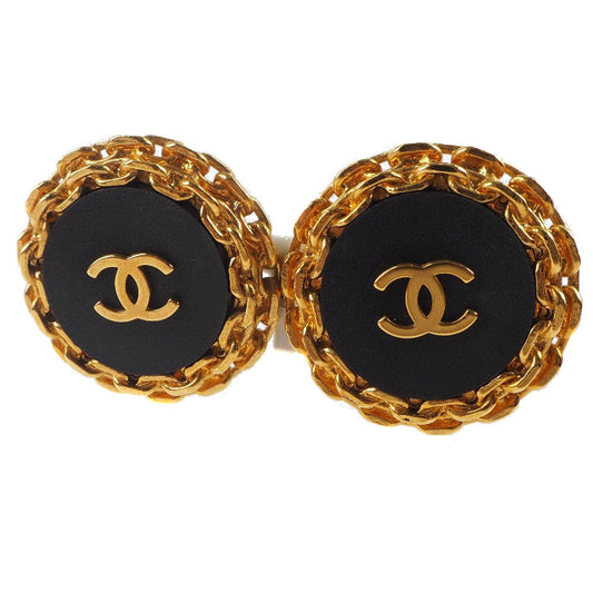 CHANEL Earring Plated Gold gold vintage COCO Mark Women Used