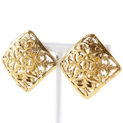 CHANEL Earring Plated Gold gold COCO Mark Women Used