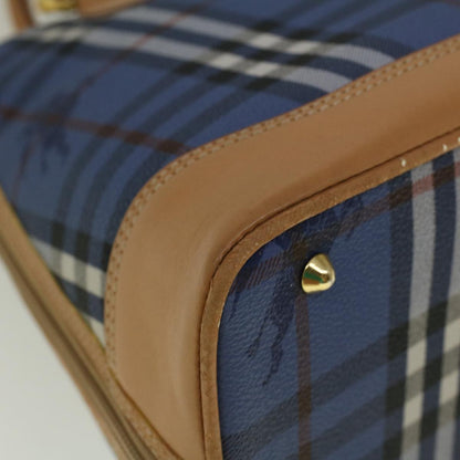 BurberrySs Nova Check Hand Bag PVC Leather Beige Blue Auth 59259