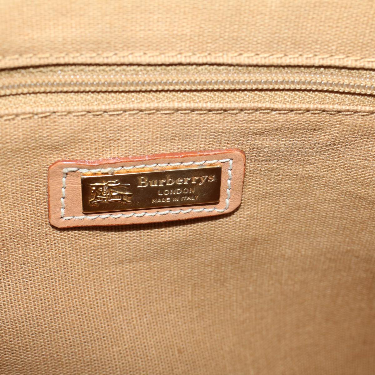 BurberrySs Nova Check Hand Bag PVC Leather Beige Blue Auth 59259