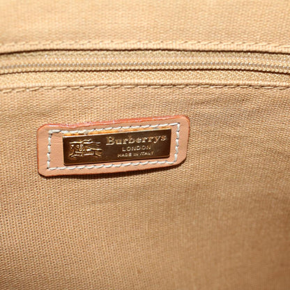 BurberrySs Nova Check Hand Bag PVC Leather Beige Blue Auth 59259