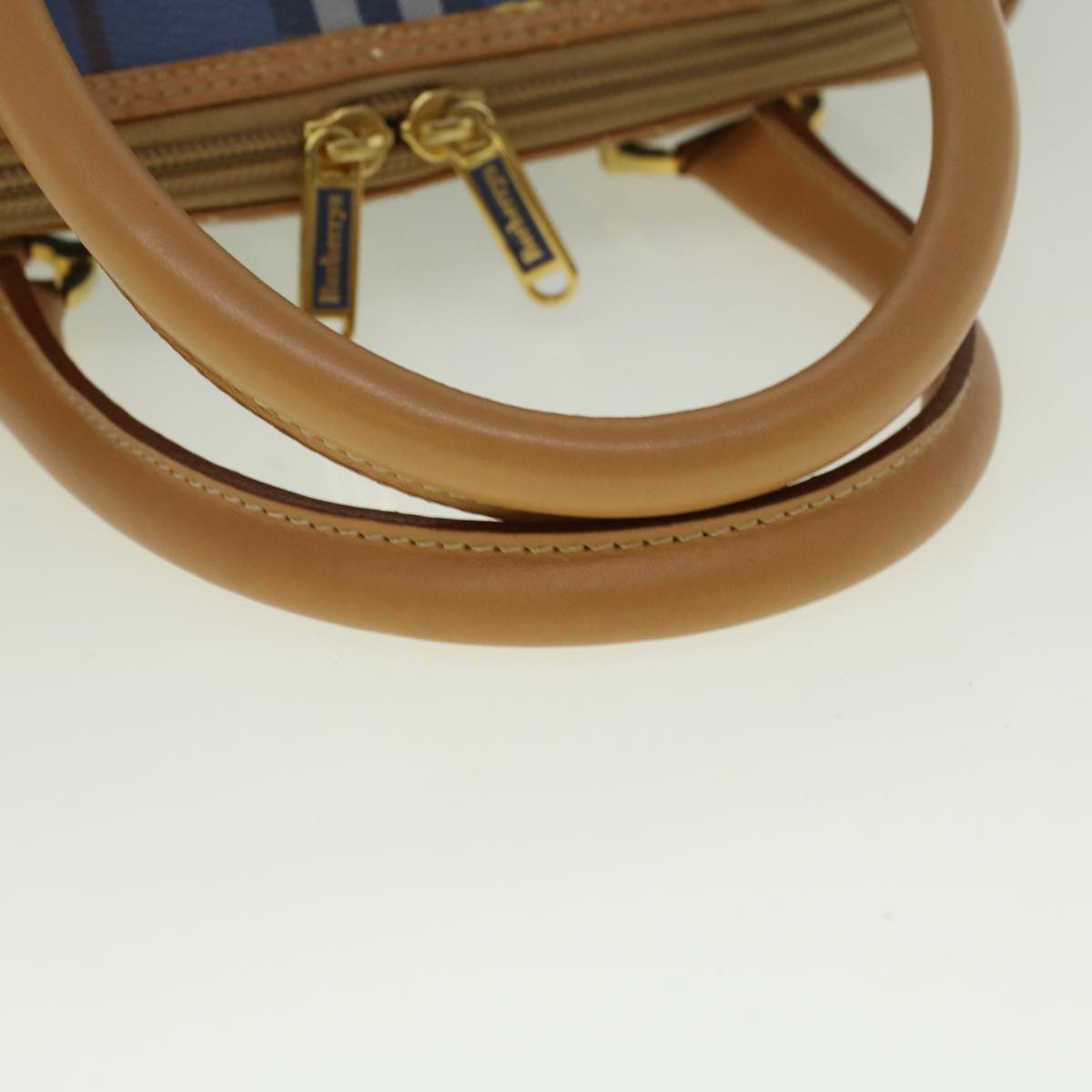 BurberrySs Nova Check Hand Bag PVC Leather Beige Blue Auth 59259