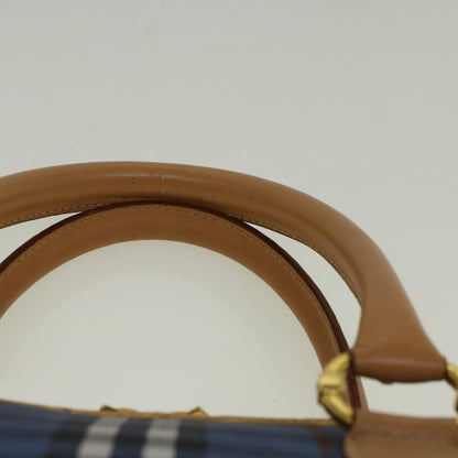 BurberrySs Nova Check Hand Bag PVC Leather Beige Blue Auth 59259