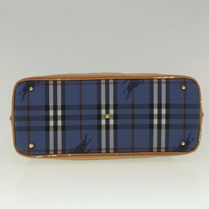 BurberrySs Nova Check Hand Bag PVC Leather Beige Blue Auth 59259