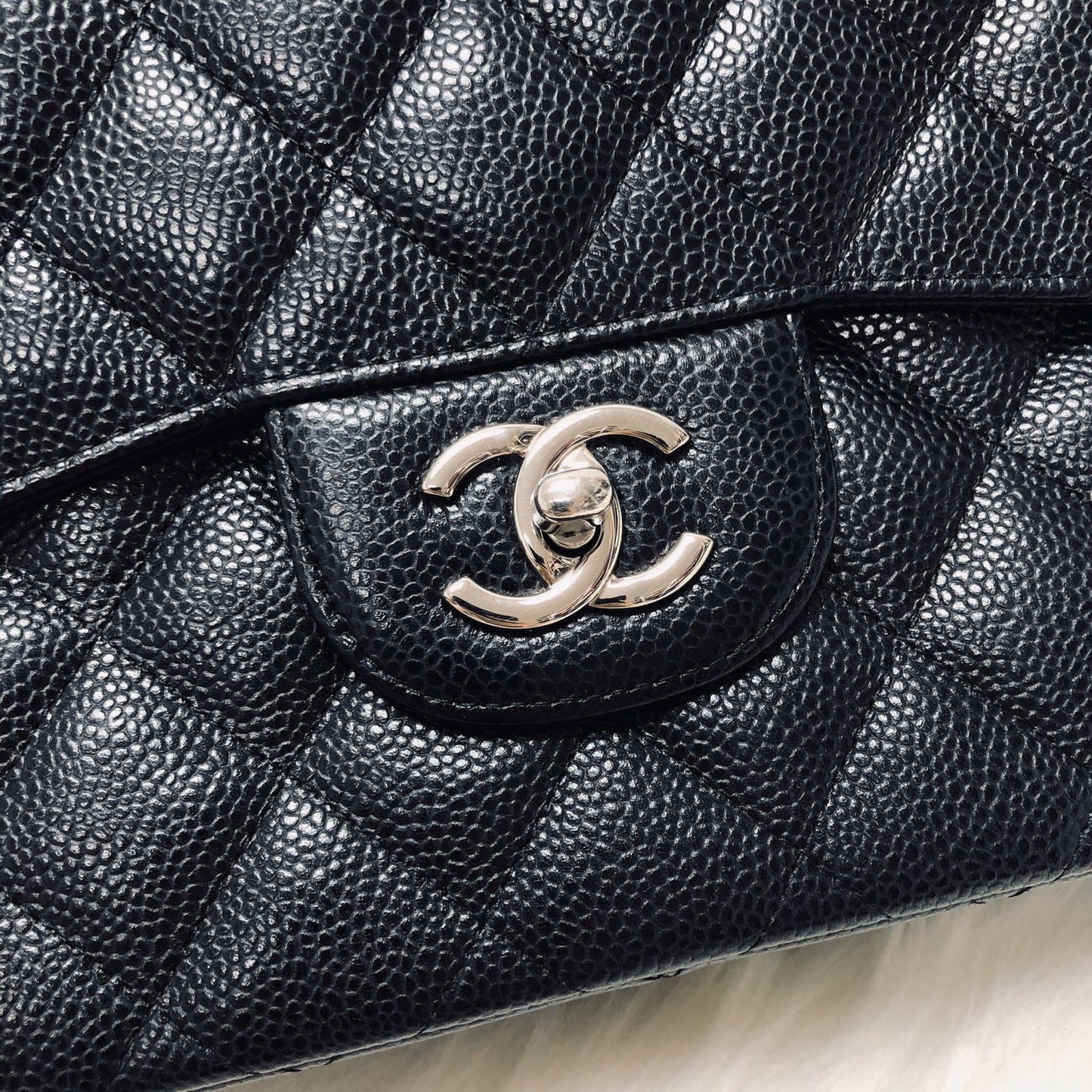 Classic Double Flap Jumbo Bag in Black Caviar with SHW