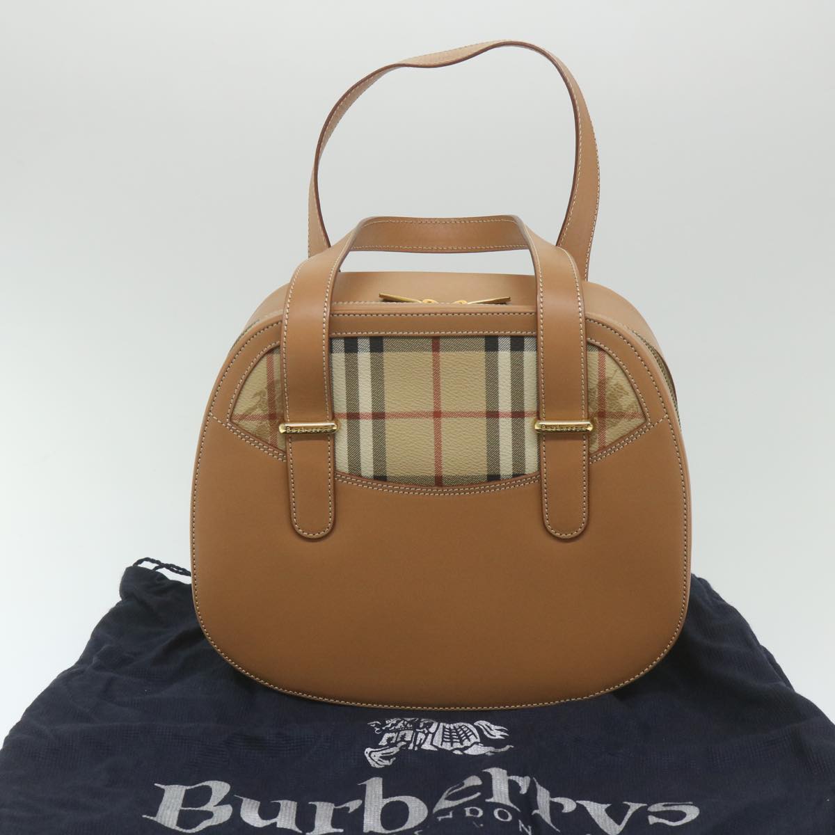 BURBERRY s Hand Bag Leather Beige Auth 59466