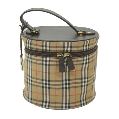 BurberrySs Nova Check Vanity Cosmetic Pouch Nylon Canvas Beige Auth 59563