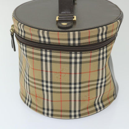 BurberrySs Nova Check Vanity Cosmetic Pouch Nylon Canvas Beige Auth 59563