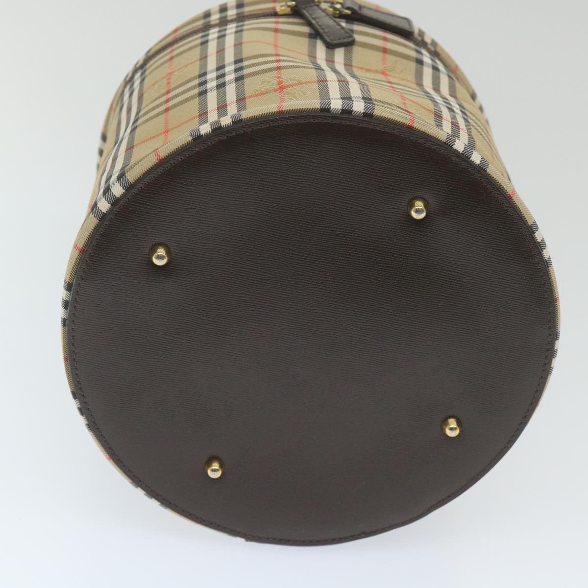 BurberrySs Nova Check Vanity Cosmetic Pouch Nylon Canvas Beige Auth 59563