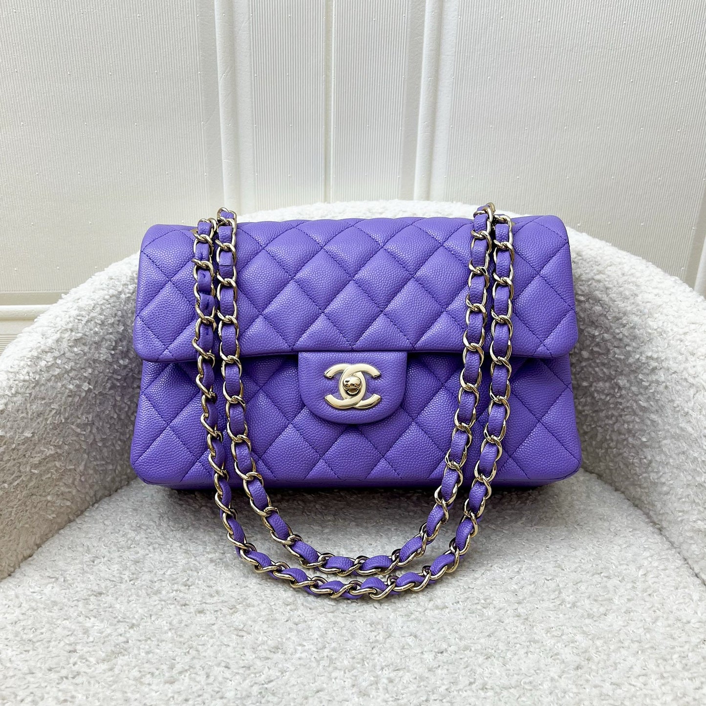 Chanel Classic Flap Small CF in 20S Purple Caviar LGHW