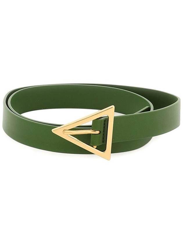 Luxury Bottega Veneta Triangle Buckle Leather Belt Green